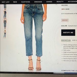 Grlfrnd Jane straight leg Jean